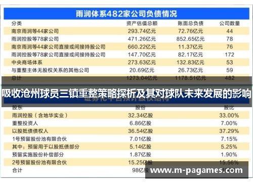 吸收沧州球员三镇重整策略探析及其对球队未来发展的影响
