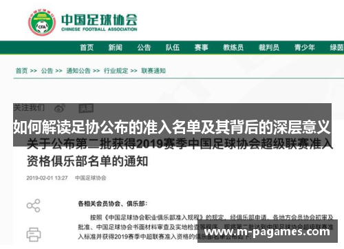 如何解读足协公布的准入名单及其背后的深层意义