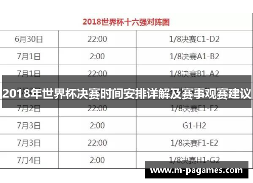 2018年世界杯决赛时间安排详解及赛事观赛建议